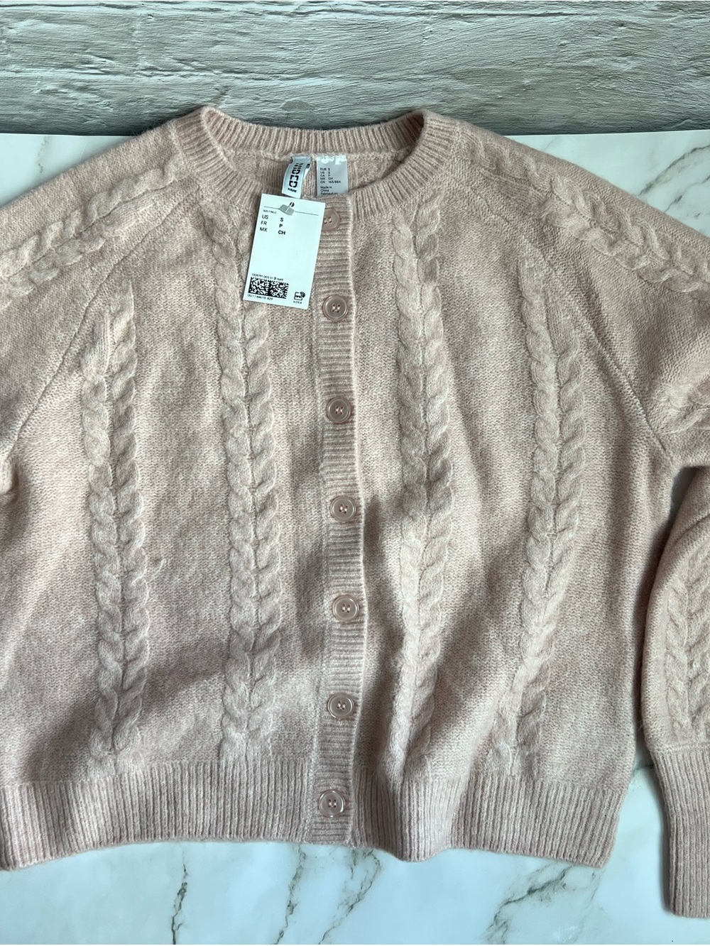 NWT - Soft Cable-Knit Cardigan - Baby Pink